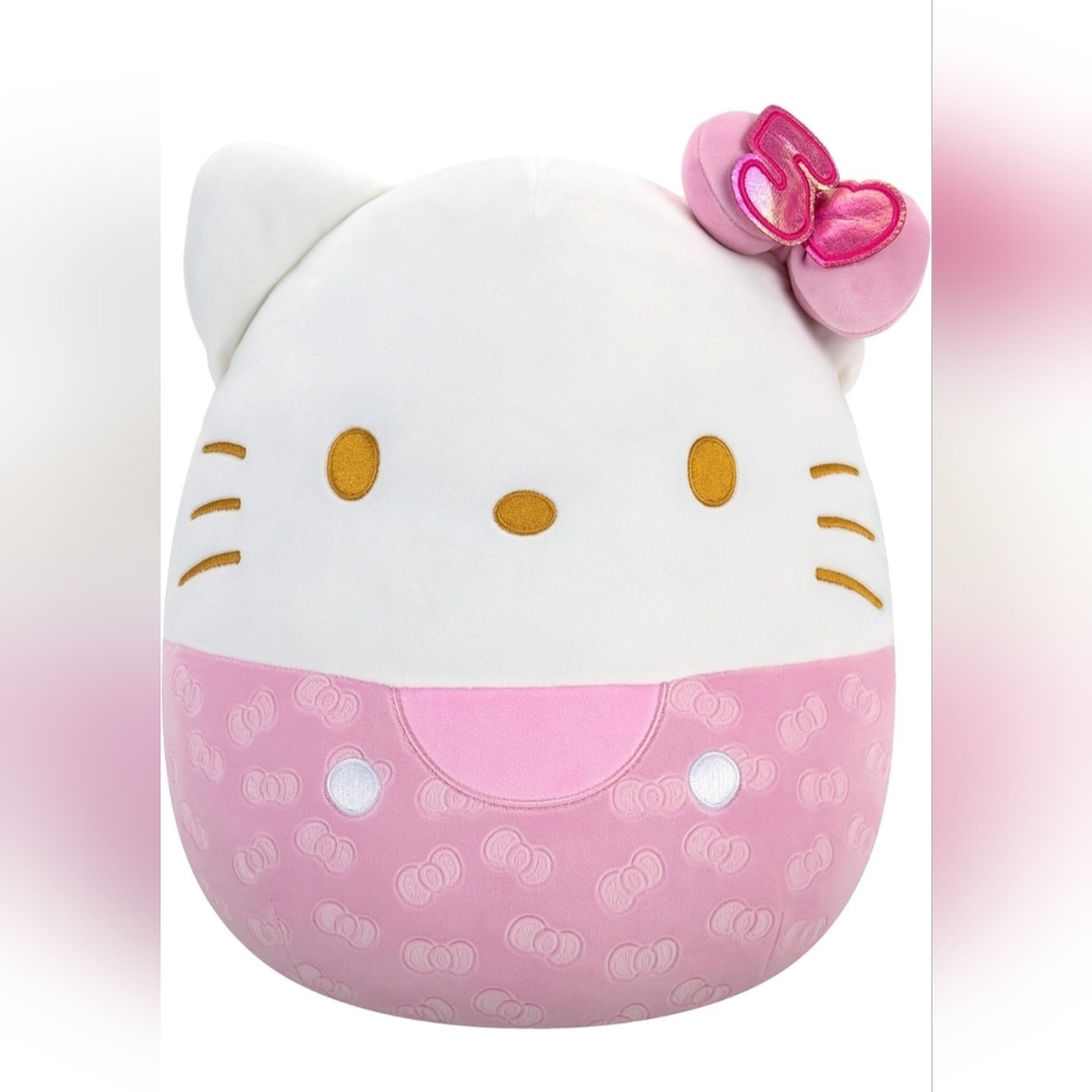 Squishmallows 50th Anniversary Pink Embossed Hello Kitty